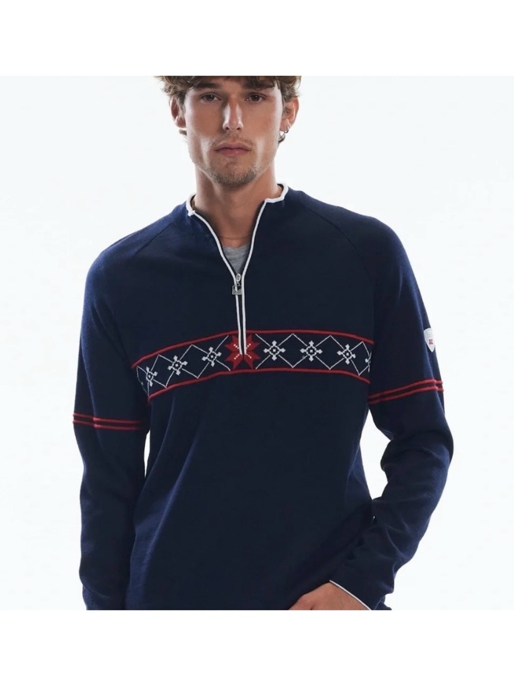 Dale of Norway Men’s Navy Blue Zip-Front Tokyo Sweater, L